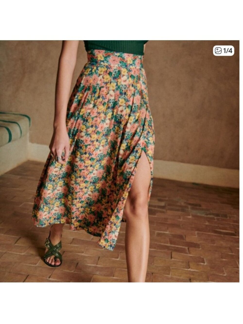 NWT Sézane Alicia Skirt Jardin Pastel Floral Print FR 46 /US 14 High Waist - Picture 3 of 16